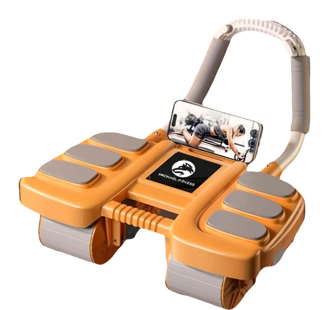 MICHAEL FITNESS 麥克健身 四輪六肘撐健腹輪/滾輪/健腹輪 42 x 35.5 x 10.5cm, 單一商品, 橘色