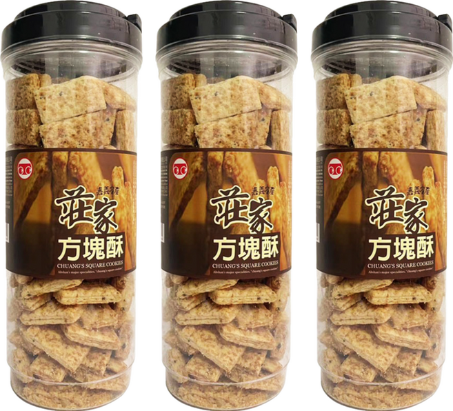 莊家 黑芝麻方塊酥, 3罐, 430g