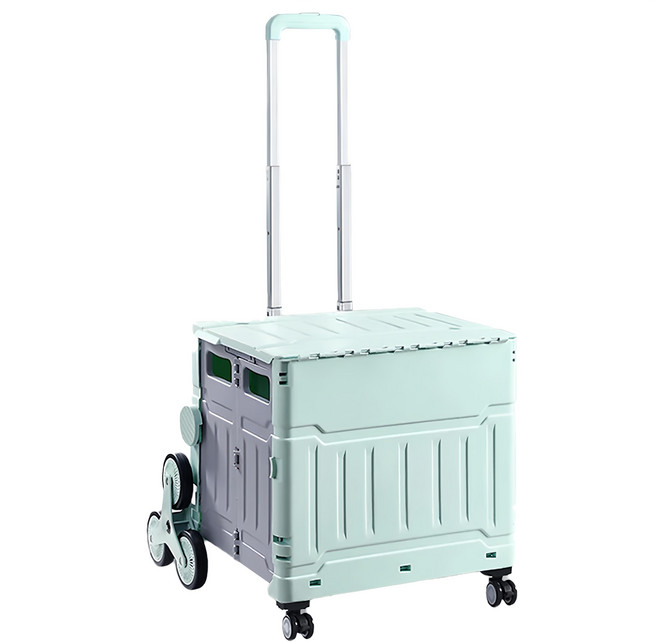 折疊購物收納車 YN8812 爬坡輪款, 綠色, 1個