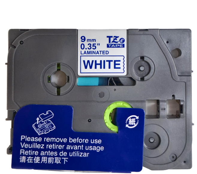 TZeTAPE 護貝帶 白底藍字, 9mm, 1個