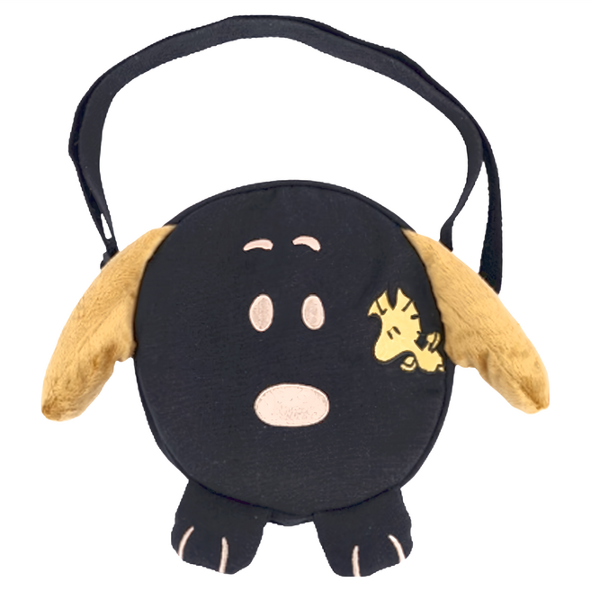 PEANUTS 史努比 毛毛耳朵側背包, 米色, 1個