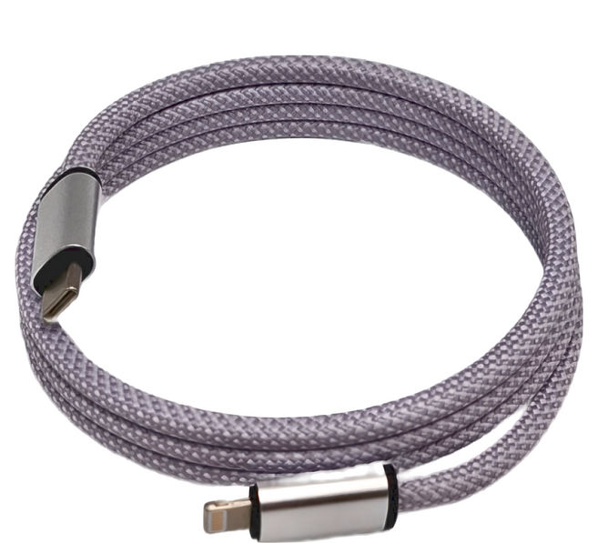 HONG JIN 宏晉 Type-C-Lightning 多彩磁吸充電線 30W, 1m, 淡紫色, 1條