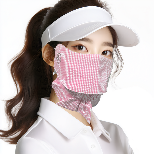 GOWOON GOLF L泡泡紗棉質面罩, 粉紅色, 1個