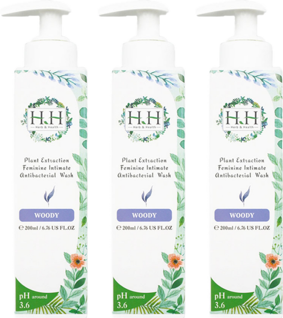 HH 草本新淨界 私密植萃抗菌潔淨露 悠然木質, 200ml, 3瓶
