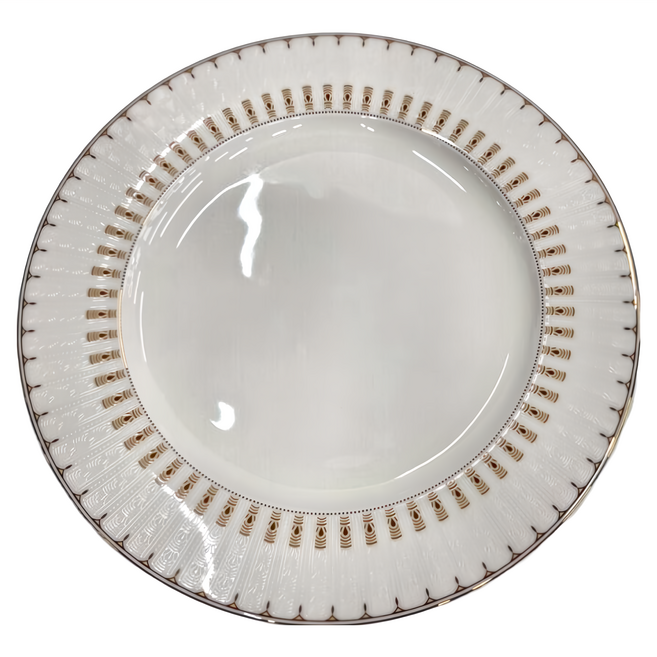 Just Home 羽藏骨瓷餐具組 2件, 白色 + 金色, 平盤 + 大平盤, 1組