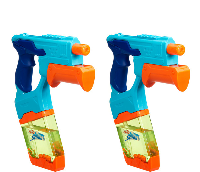Hasbro 孩之寶 NERF Super Soaker 超威水槍 秒速充水 2個, 淺藍色 + 深藍色 + 橘色, 1組