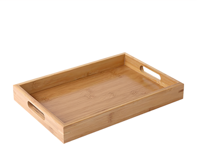 木頭方型托盤 竹制 高密底板, 木色, 1個