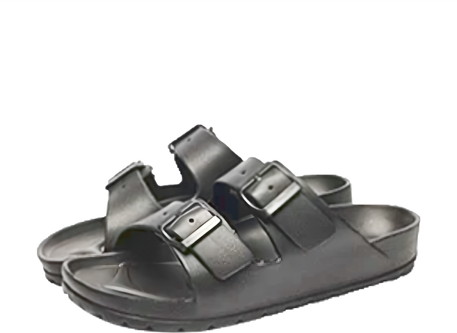 雙排扣軟底防臭防滑耐磨拖鞋, 黑色, 41cm