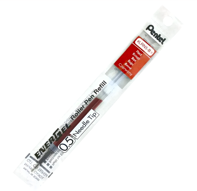 Pentel 飛龍文具 ENERGEL 極速鋼珠筆筆芯 0.5mm LRN5-B, 紅色, 12支