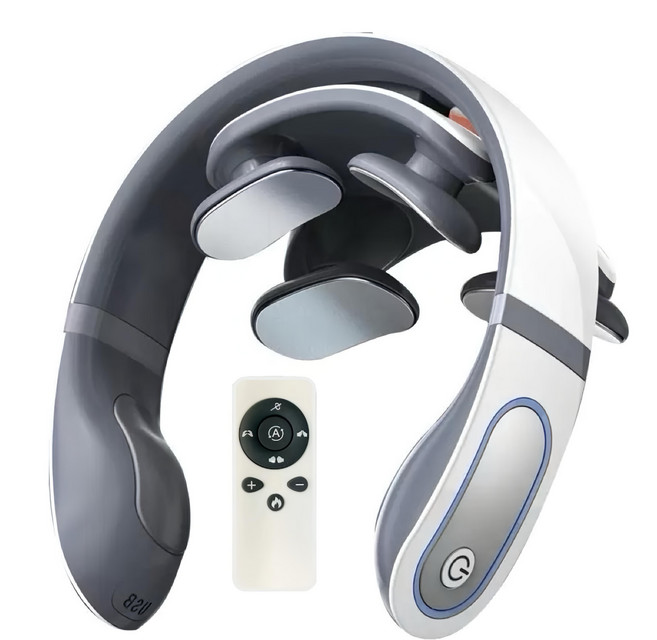 Smart Bearing 智慧魔力 N66-1 型頸椎按摩儀 4頭按摩 肩頸熱敷 智能語音 遙控 6種模式, 灰色