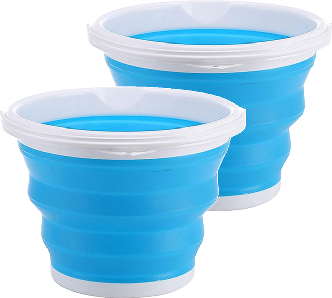 便攜圓形折疊水桶, 顏色隨機, 2個
