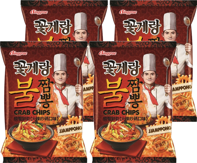 Binggrae 螃蟹餅乾 火辣炒碼口味, 70g, 4包