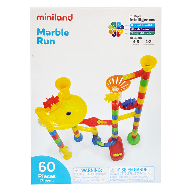 Miniland 軌道滾珠旋轉積木組 60片組, Multicolor, 1組
