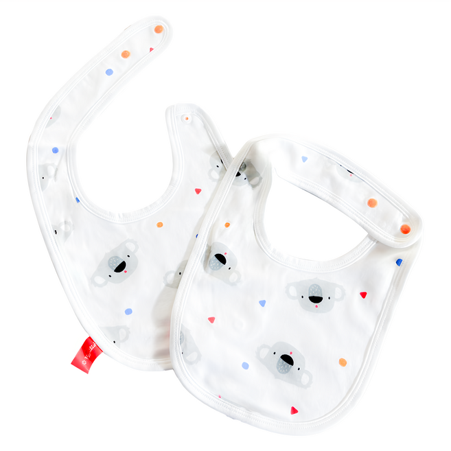 Familidoo 法米多 考拉純棉 白色 寶寶口水巾, 1組, 2件