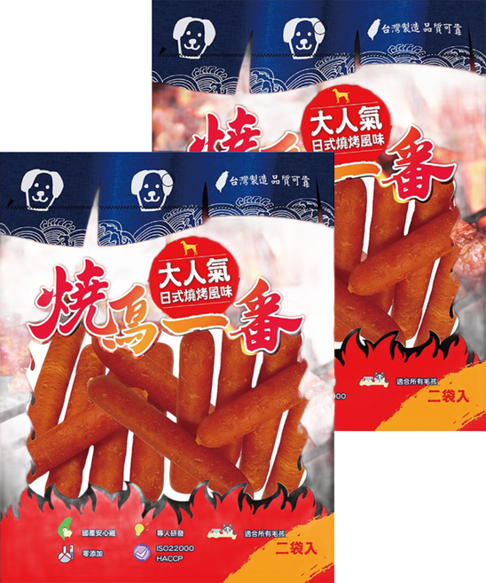 燒鳥一番 犬用零食 香Q雞肉香腸 低脂低熱量 台灣製造, 200g, 2袋