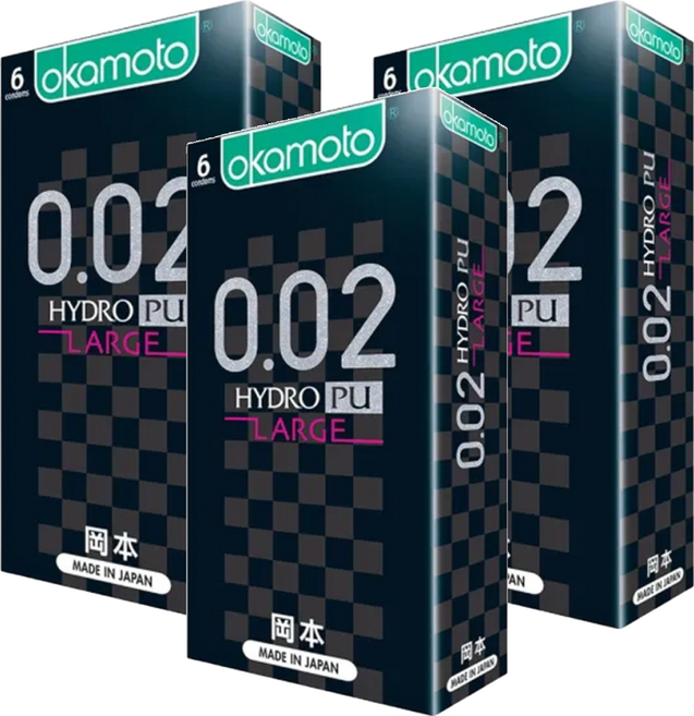 okamoto 岡本 0.02水性聚氨酯大碼 衛生套, 3盒, 6入