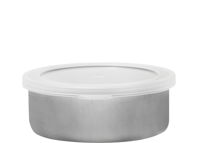 日本 echo 圓型PP蓋不銹鋼保鮮盒 淺型 10cm, 1個, 1個