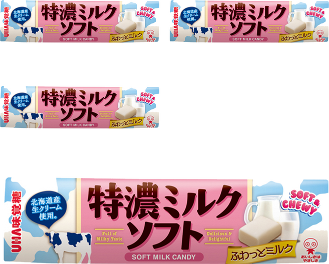 UHA 味覺糖 特濃牛奶味軟糖 北海道牛奶 口感Q彈 獨立包裝, 50g, 4條