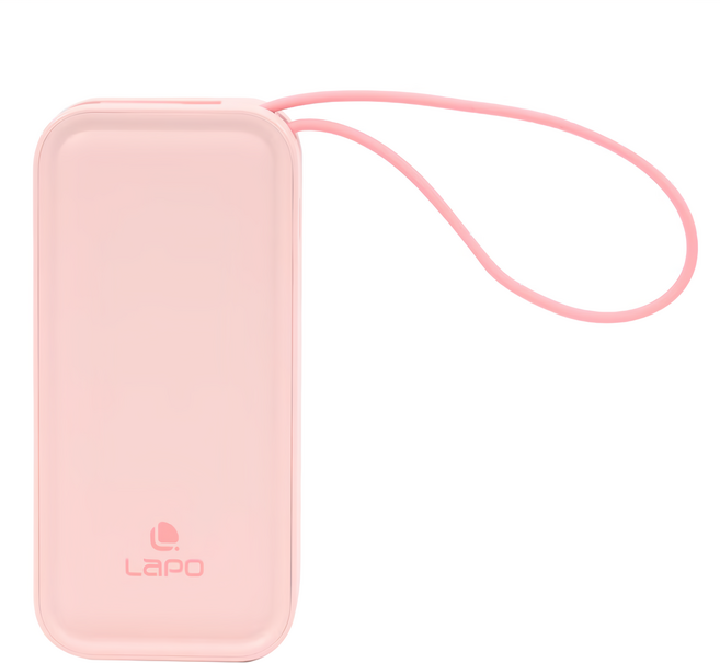 LaPO 自帶線 20W雙向快充2合1充電器行動電源 5000mAh 蘋果Lightning 原廠保固, WT-06, 粉紅色