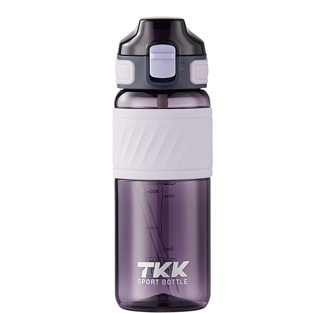 TKK 美國進口Tritan哈崙系列 手提式直飲+吸管 運動水壺 隨身杯 600ML, 耀石紫, 1個