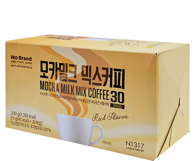 No Brand 三合一摩卡牛奶咖啡, 11g, 30條, 1盒