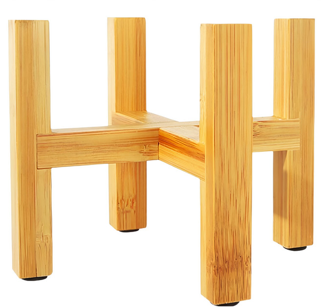 葉子小舖 實木落地式十字花盆架, 1個, 木色