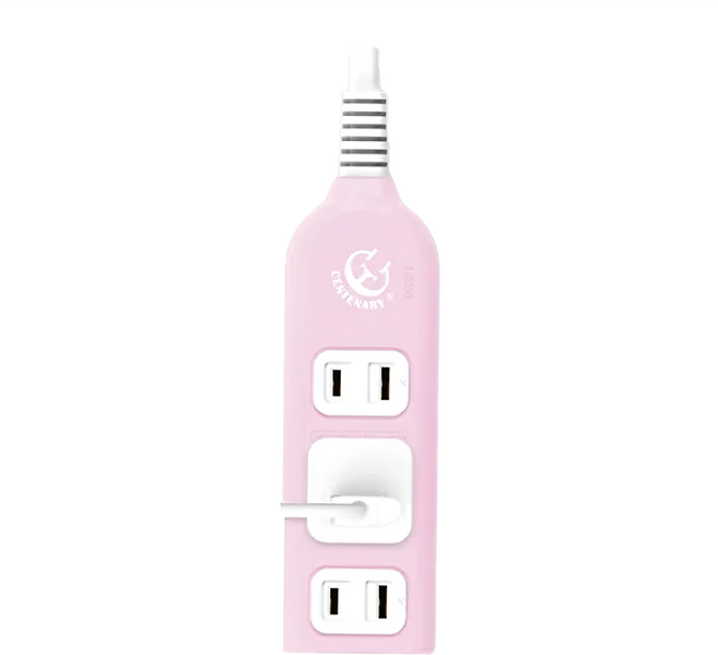 CENTENARY 成電牌 3+1座延長線 2孔 CT-2042B, 1.8m, 玫瑰粉, 1條