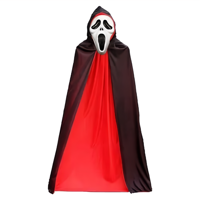 摩達客 COSPLAY派對雙層戴帽式惡魔死神披風斗篷 MX70217006, 黑紅, 1件