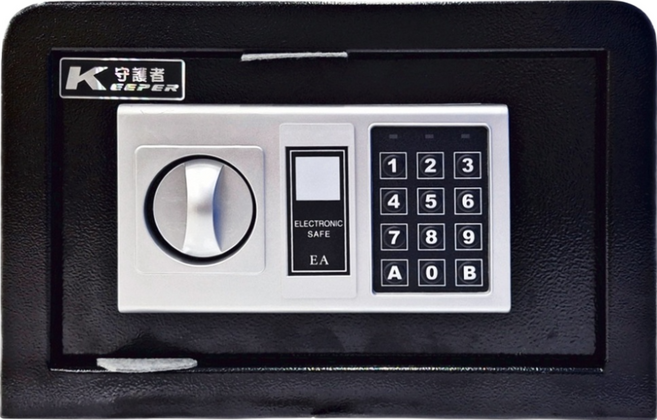 KEEPER SAFE BOX 守護者保險箱 家用電子密碼防盜三門栓 - 全鋼打造, 黑色, 1個