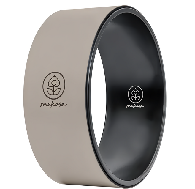 mukasa 慕卡莎 PU瑜珈輪 表面PU+內圈ABS, 奶茶色 LOGO款, 1個