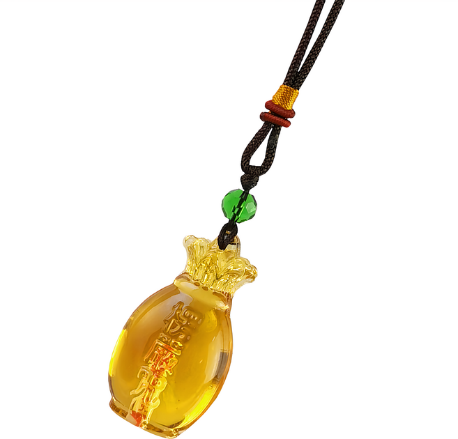 黃琉璃楞嚴咒吊飾 護身符 保平安, 黃色, 1個