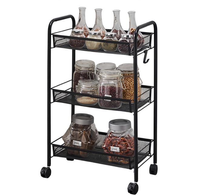 小麥購物 大容量置物推車 3層 C419 1475g, 黑色, 1個