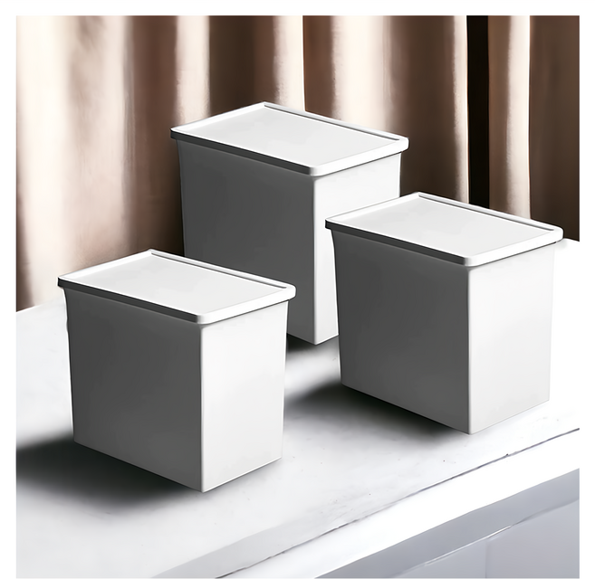 SHCJ 生活采家 TagBox 標籤分類防塵儲物盒 3入組 帶蓋大號 2.1L, 白色, 1組