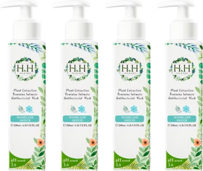 HH 草本新淨界 私密植萃抗菌潔淨露 樹影微風 涼感, 200ml, 4瓶