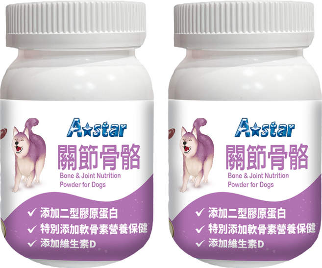 A star 犬專用關節骨骼粉 6個月以上, 維護骨骼/關節, 60g, 2罐