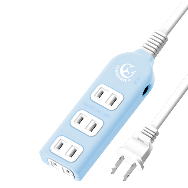 CENTENARY 成電牌 天王3 + 1座延長線 2孔 CT-2042B 9尺, 2.7m, 藍色 + 白色, 1條