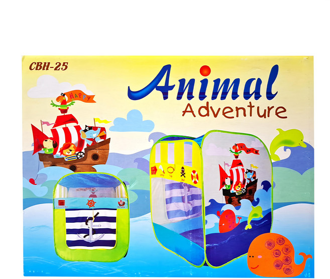 CHING-CHING 親親 動物海盜球屋 Set 100球 CBH-25 尼龍布 PE塑膠彩球, 多色, 1盒