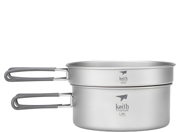 keith Titanium 鎧斯 純鈦折疊環保餐具套鍋組 228g, 銀色, 1組