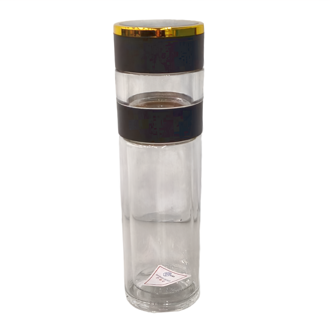 智能感溫分離式雙層玻璃杯, 黑色, 350ml, 1個