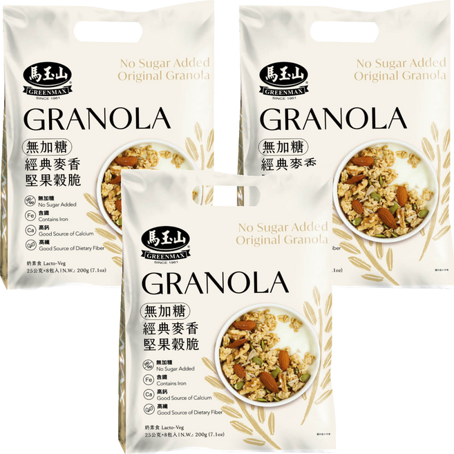 馬玉山 無加糖經典麥香堅果穀脆 8包, 200g, 3袋