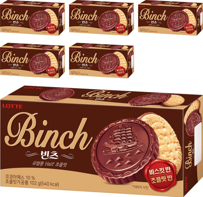LOTTE 樂天 Binch 巧克力餅乾, 102g, 6盒
