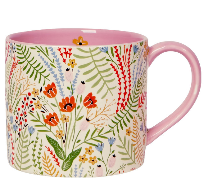 danica STUDIO Jubilee 石陶馬克杯 415ml, 草本花園 米色 + 粉色, 1個