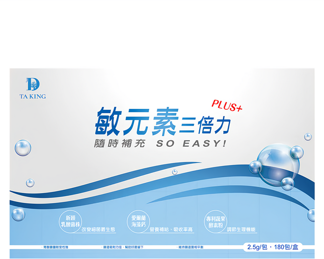 BioBank 大金宏醫 敏元素三倍力PLUS+ 含專利蔬果酵素、愛爾蘭海藻鈣 調整體質、促進新陳代謝, 180包, 2.5g, 1盒