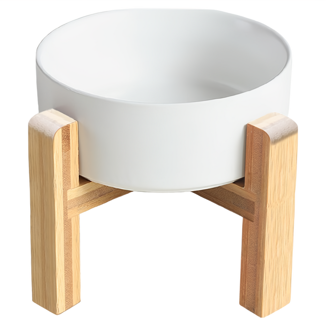 毛皇上 木架陶瓷碗 加高款 小 13cm, 白色, 1個