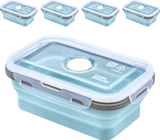 cook power 鍋寶 可微波矽膠摺疊保鮮盒 BVF-7501 19 x 12.5 x 7cm 185g, 1個容器 + 1個蓋子, 5組