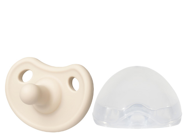 MOTHER-K 極親柔全矽膠安撫奶嘴 (附收納盒) - 奶白 極致親柔仿生設計 透氣安撫 預防口水疹, 0歲以上, 1個