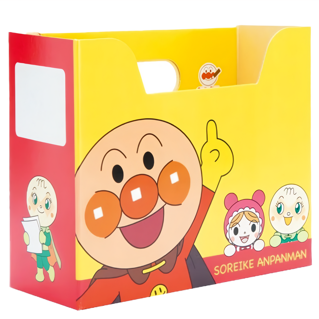 sun-star 橫立式紙盒文件收納夾 169 x 15 x 148mm 50g, 麵包超人 黃色, 1層