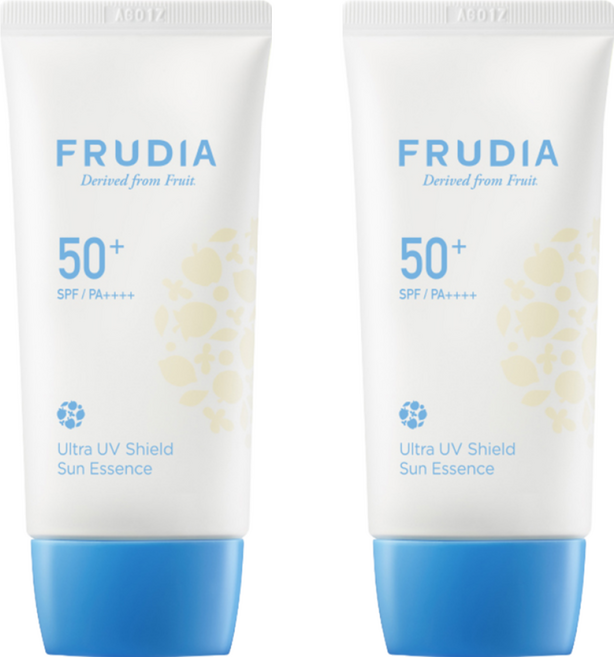 FRUDIA 台灣公司貨 鮮果水潤輕盈防曬霜 SPF50+ PA++++ 三重玻尿酸保濕 專利植萃防護 藍莓西印度櫻桃修護, 50g, 2條