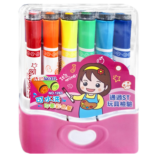 SUCCESS 成功 可水洗印章彩色筆 顏色隨機, 多色, 1盒