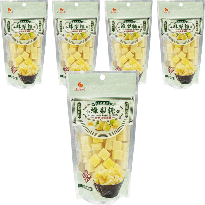 Chiao-E 巧益 金桔檸檬海鹽蜂梨糖, 210g, 5包